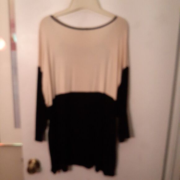 DressBarn Black Beige Knit Top Women's 1x New Nwt Scoop Neck - Picture 5 of 5